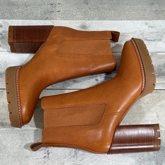 TORY BURCH CARSON LUG SOLE ANKLE BOOT - Toasted Caramel - Sz - 10 .US - Picture 6 of 11